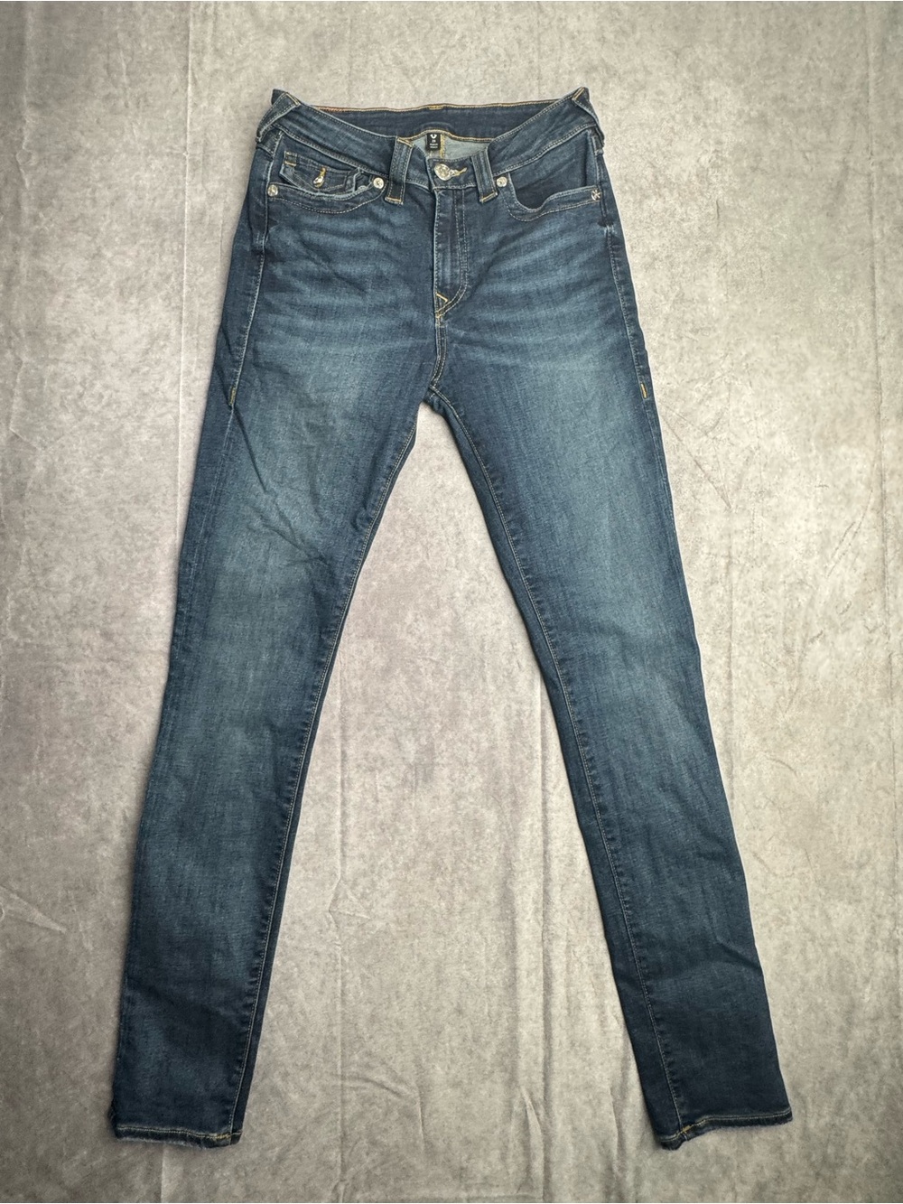 True Religion Low Rise Skinny Jeans Dark Wash Y2K Flap Pocket Women’s 29x32 - Picture 3 of 9